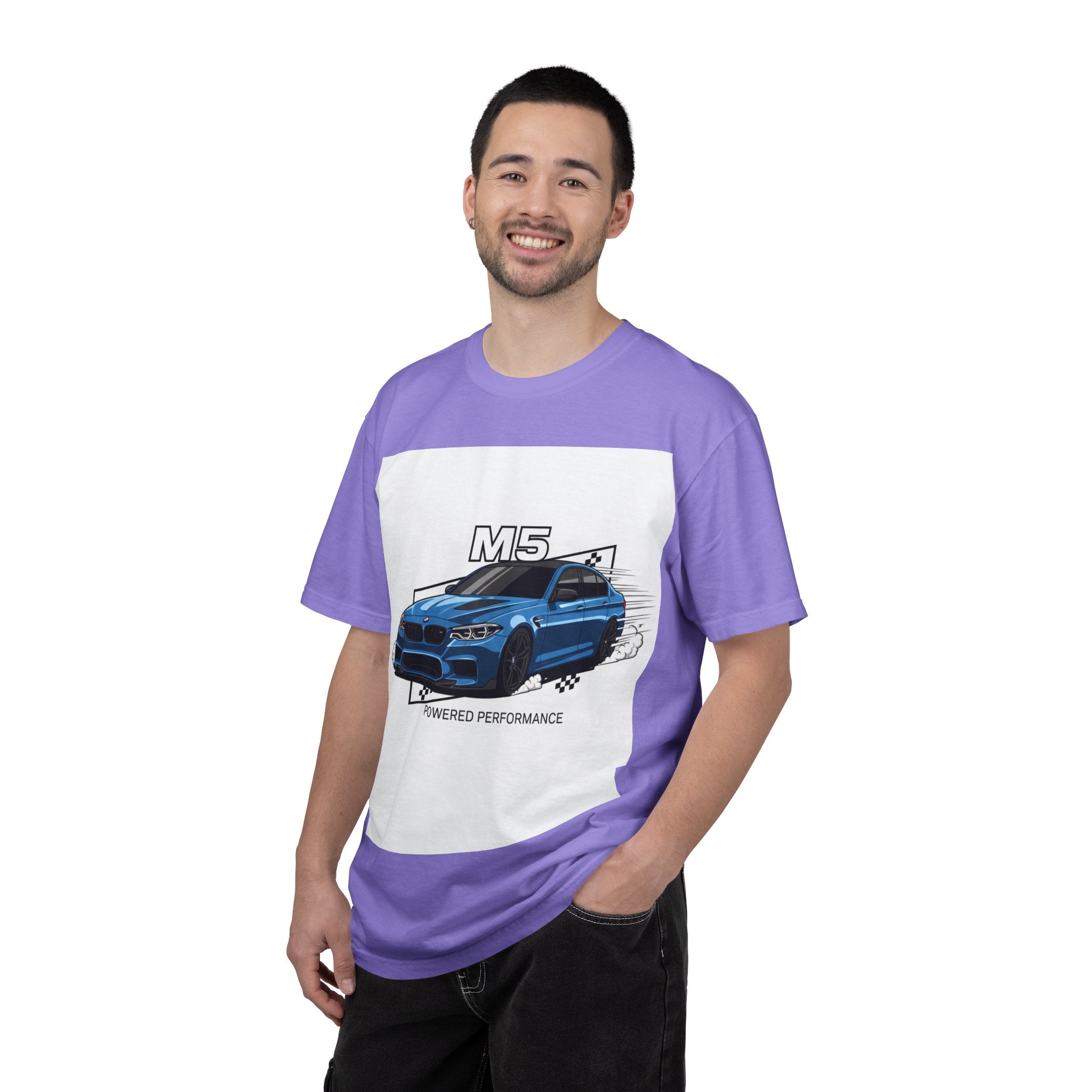 M5 Blue Car Powered Performance T-shirt | BMW Competition Graphic