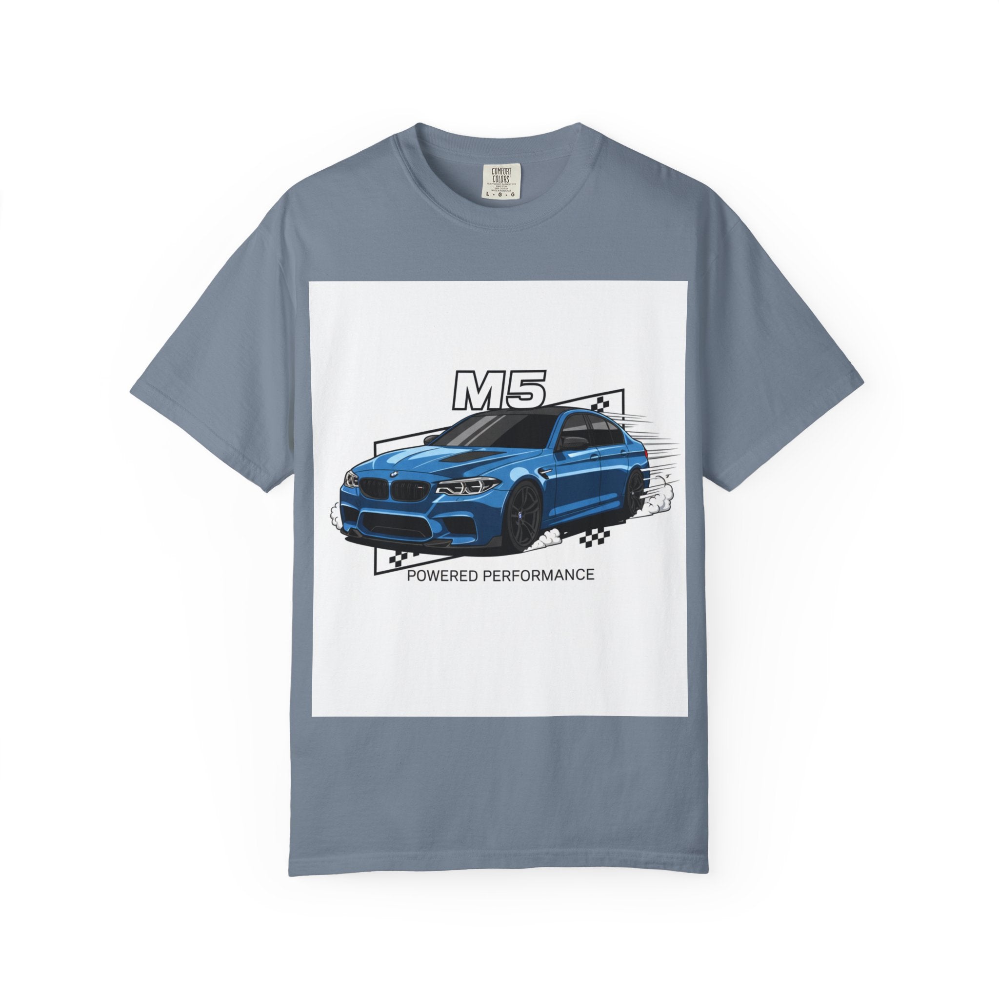 M5 Blue Car Powered Performance T-shirt | BMW Competition Graphic