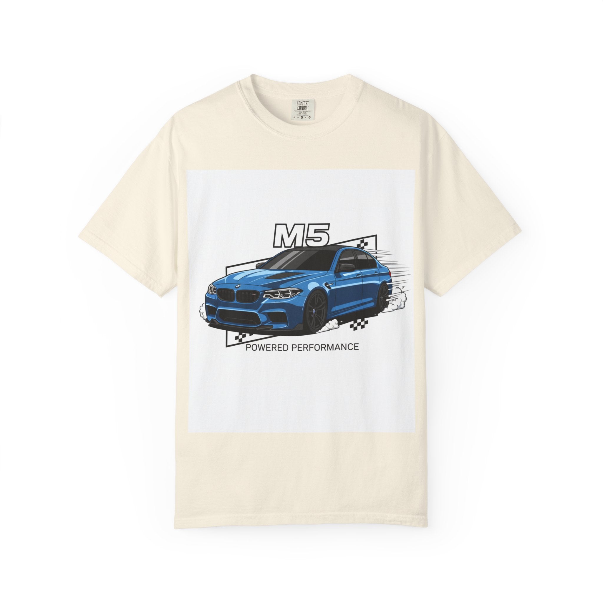 M5 Blue Car Powered Performance T-shirt | BMW Competition Graphic