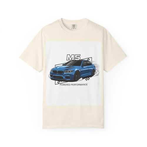 M5 Blue Car Powered Performance T-shirt | BMW Competition Graphic