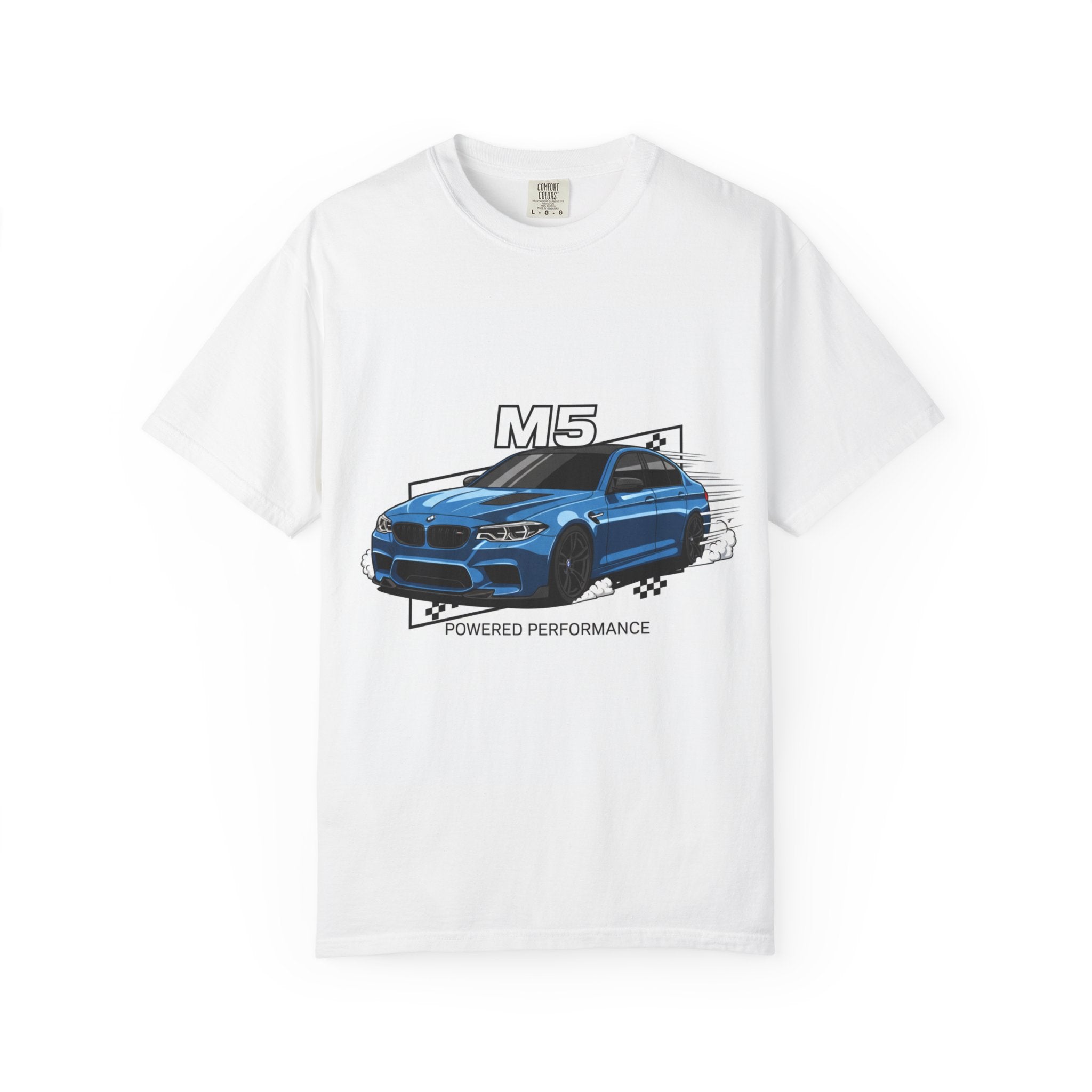 M5 Blue Car Powered Performance T-shirt | BMW Competition Graphic