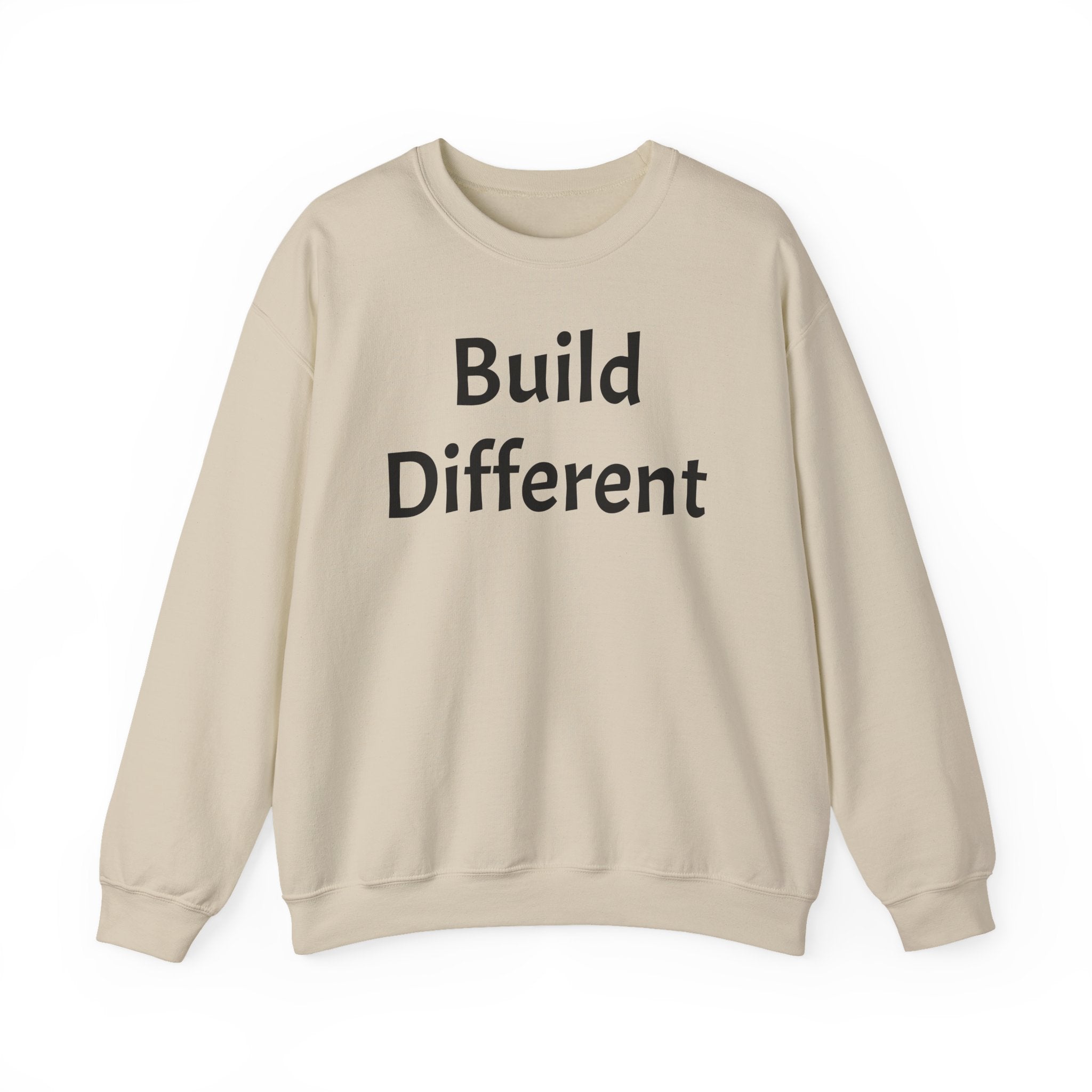 Crewneck Sweatshirt — “Build Different” Front & “It’s a New Day” Back Motivational Pullover
