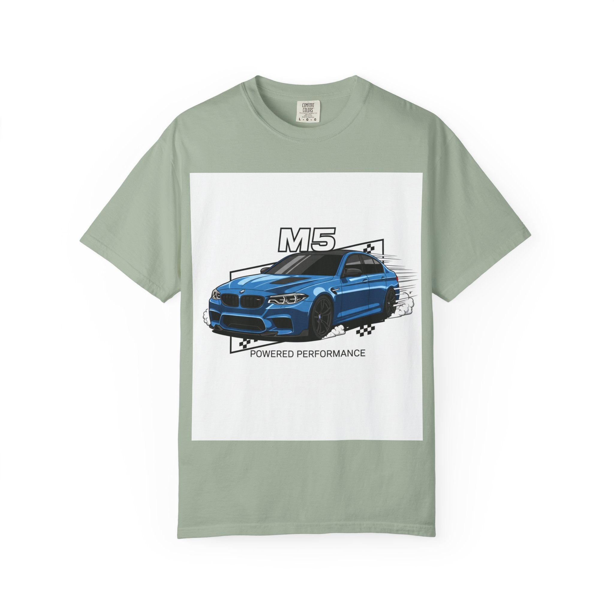 M5 Blue Car Powered Performance T-shirt | BMW Competition Graphic