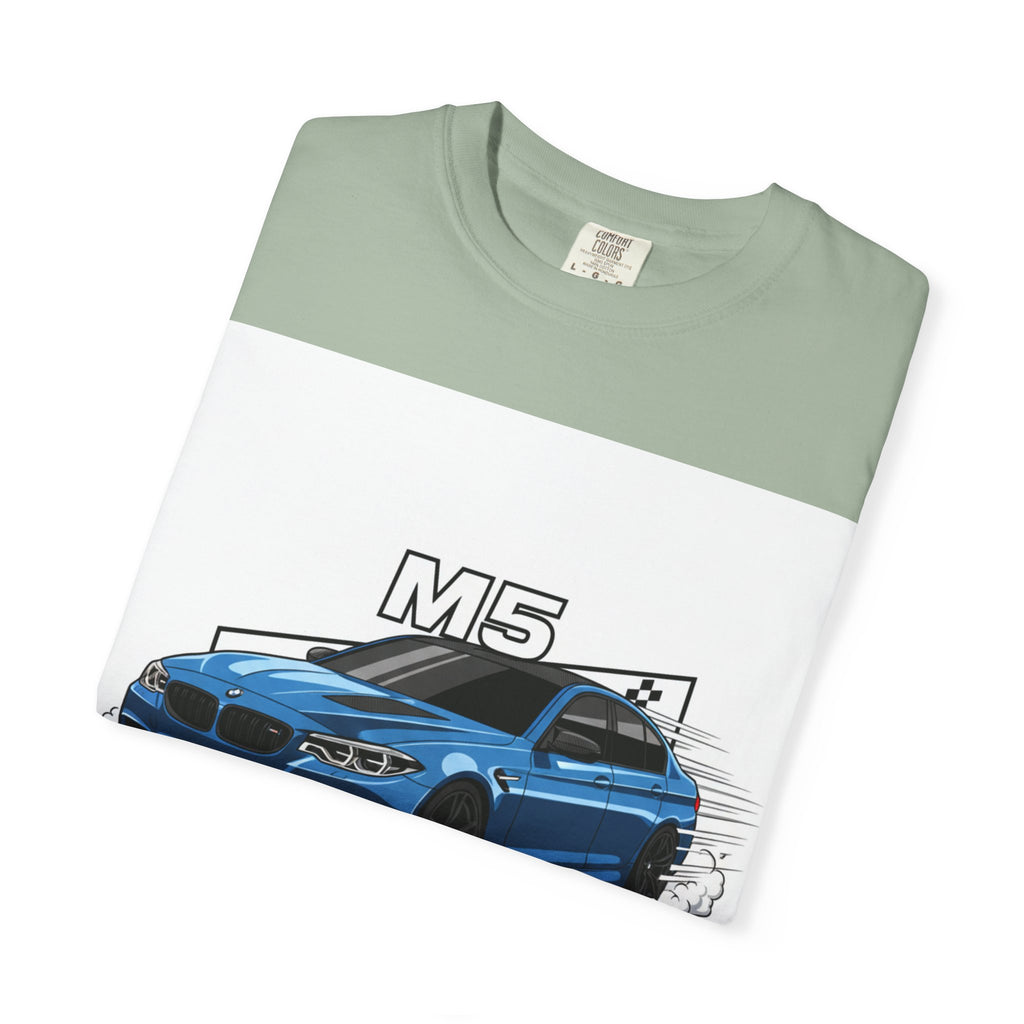 M5 Blue Car Powered Performance T-shirt | BMW Competition Graphic