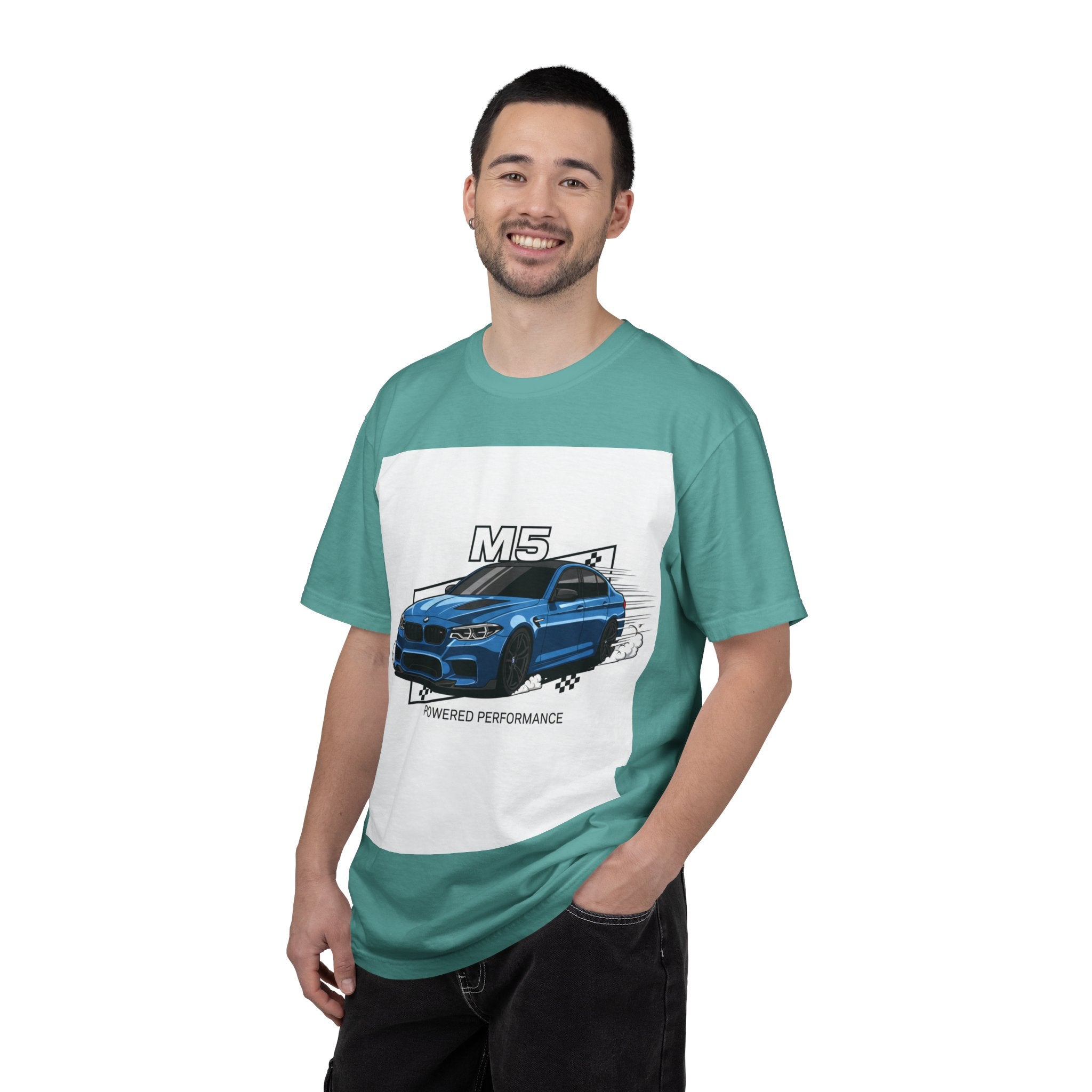 M5 Blue Car Powered Performance T-shirt | BMW Competition Graphic