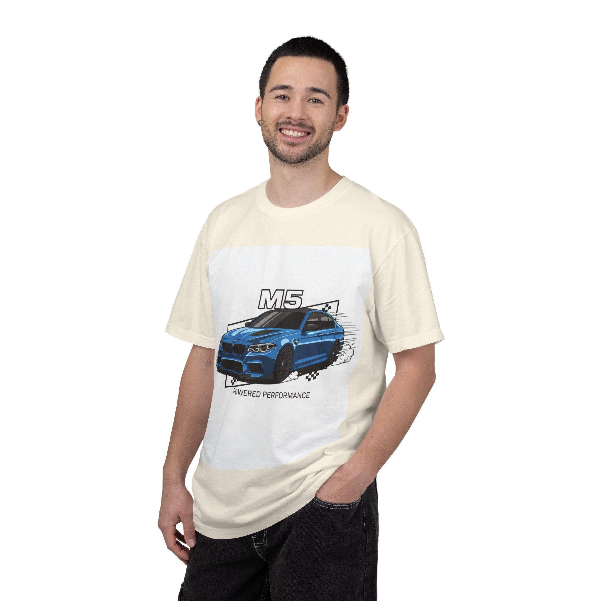 M5 Blue Car Powered Performance T-shirt | BMW Competition Graphic