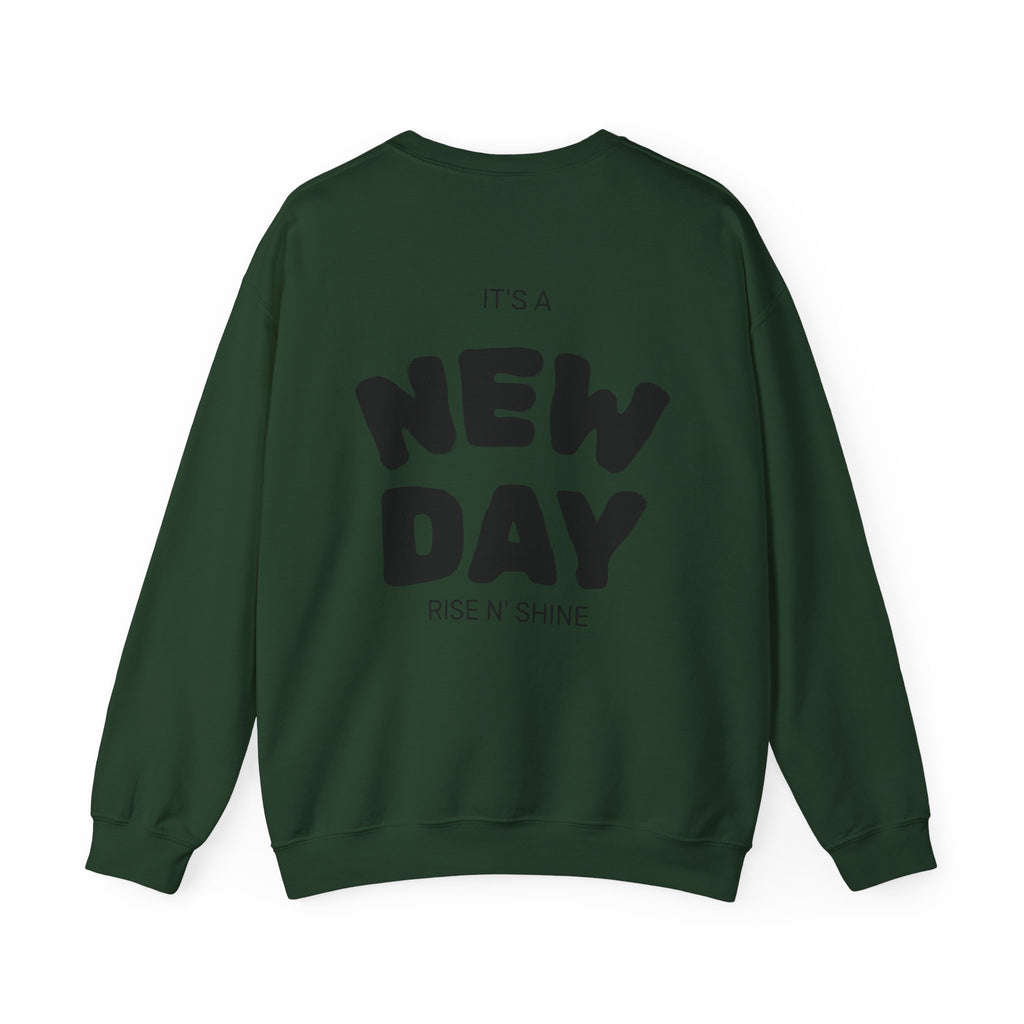 Crewneck Sweatshirt — “Build Different” Front & “It’s a New Day” Back Motivational Pullover