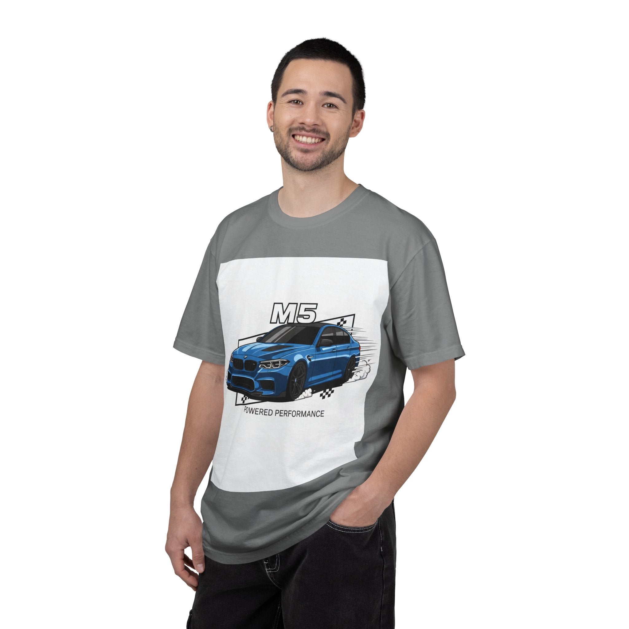 M5 Blue Car Powered Performance T-shirt | BMW Competition Graphic