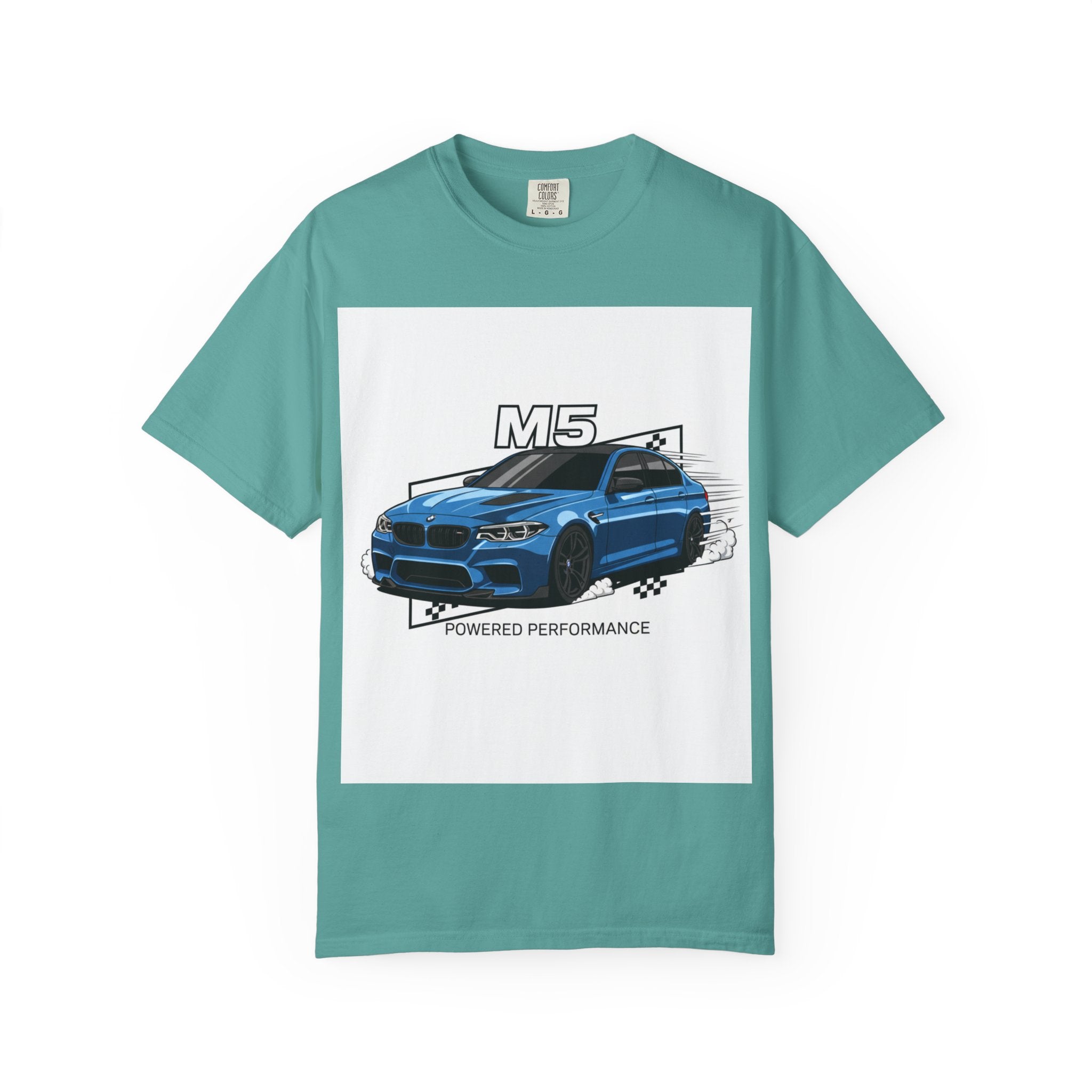 M5 Blue Car Powered Performance T-shirt | BMW Competition Graphic