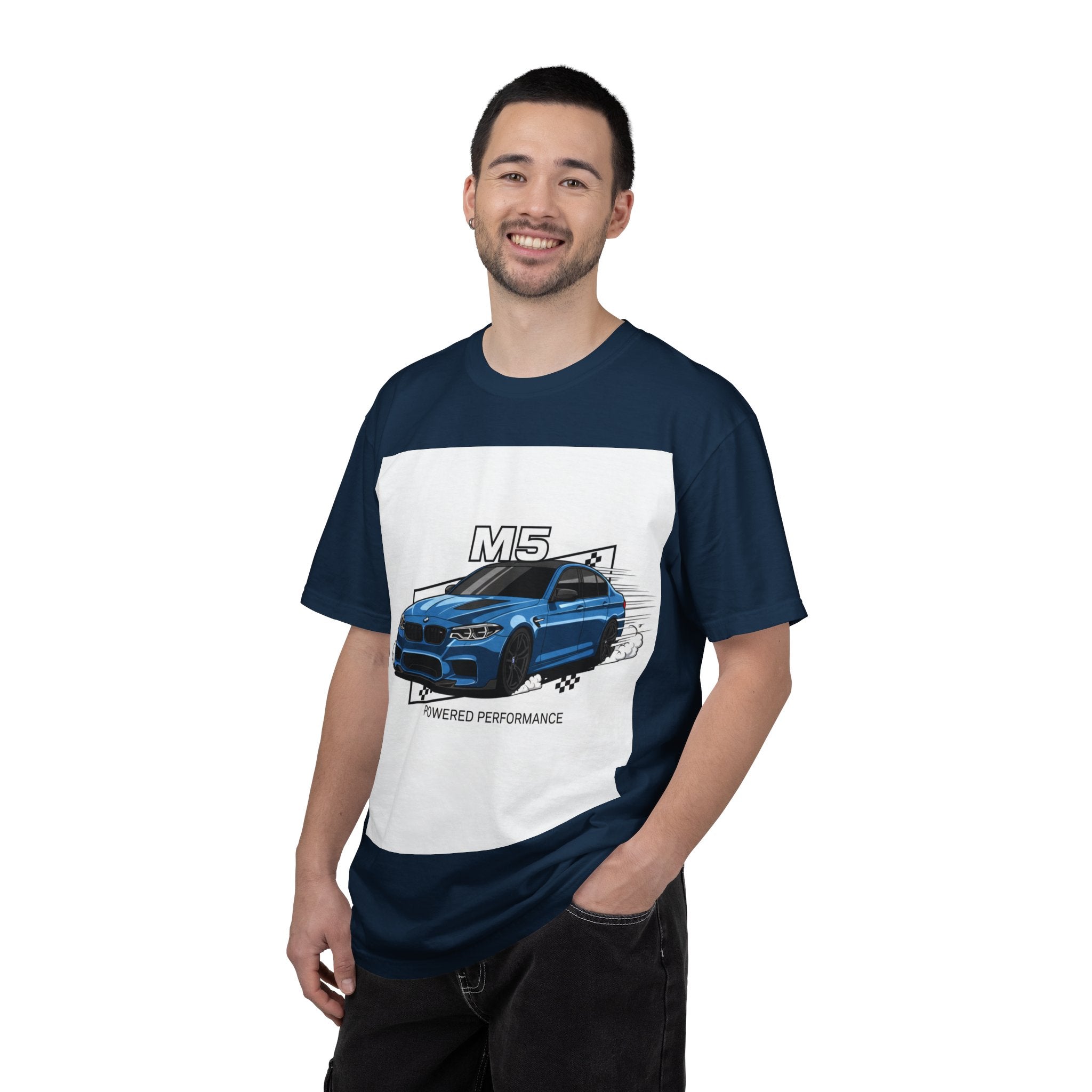 M5 Blue Car Powered Performance T-shirt | BMW Competition Graphic