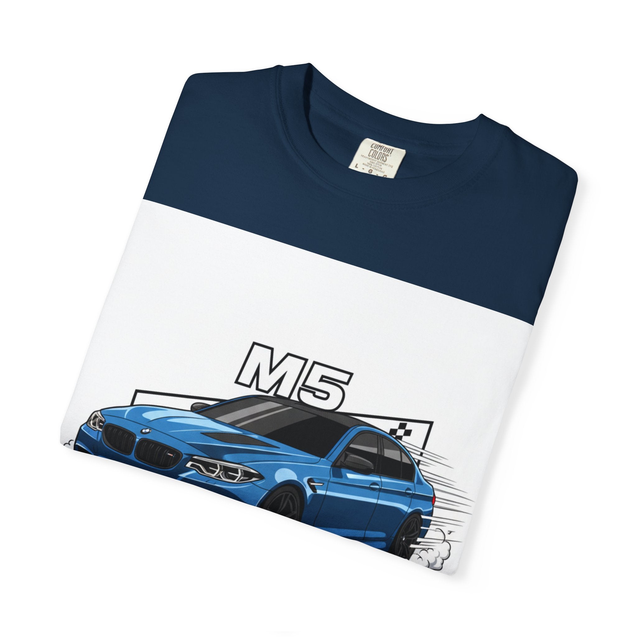 M5 Blue Car Powered Performance T-shirt | BMW Competition Graphic