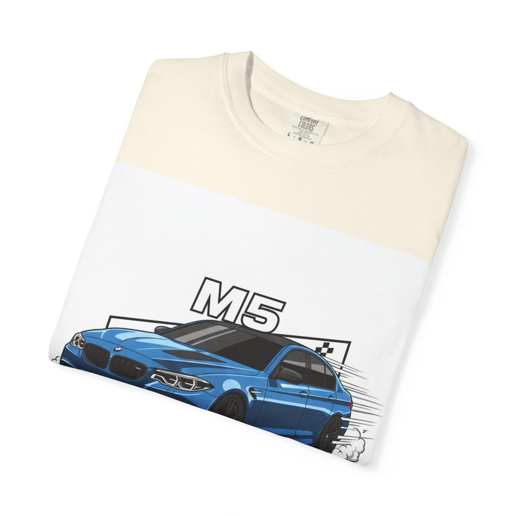 M5 Blue Car Powered Performance T-shirt | BMW Competition Graphic