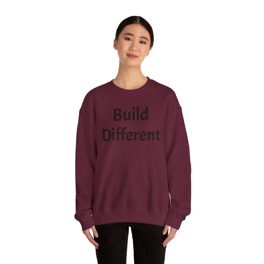 Crewneck Sweatshirt — “Build Different” Front & “It’s a New Day” Back Motivational Pullover