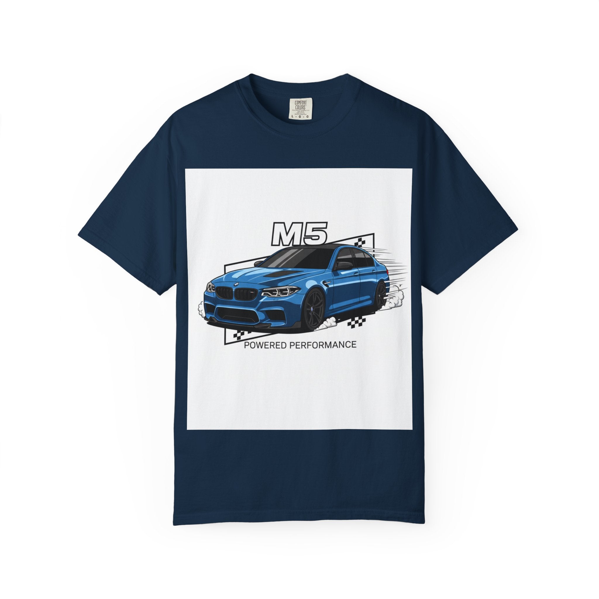 M5 Blue Car Powered Performance T-shirt | BMW Competition Graphic