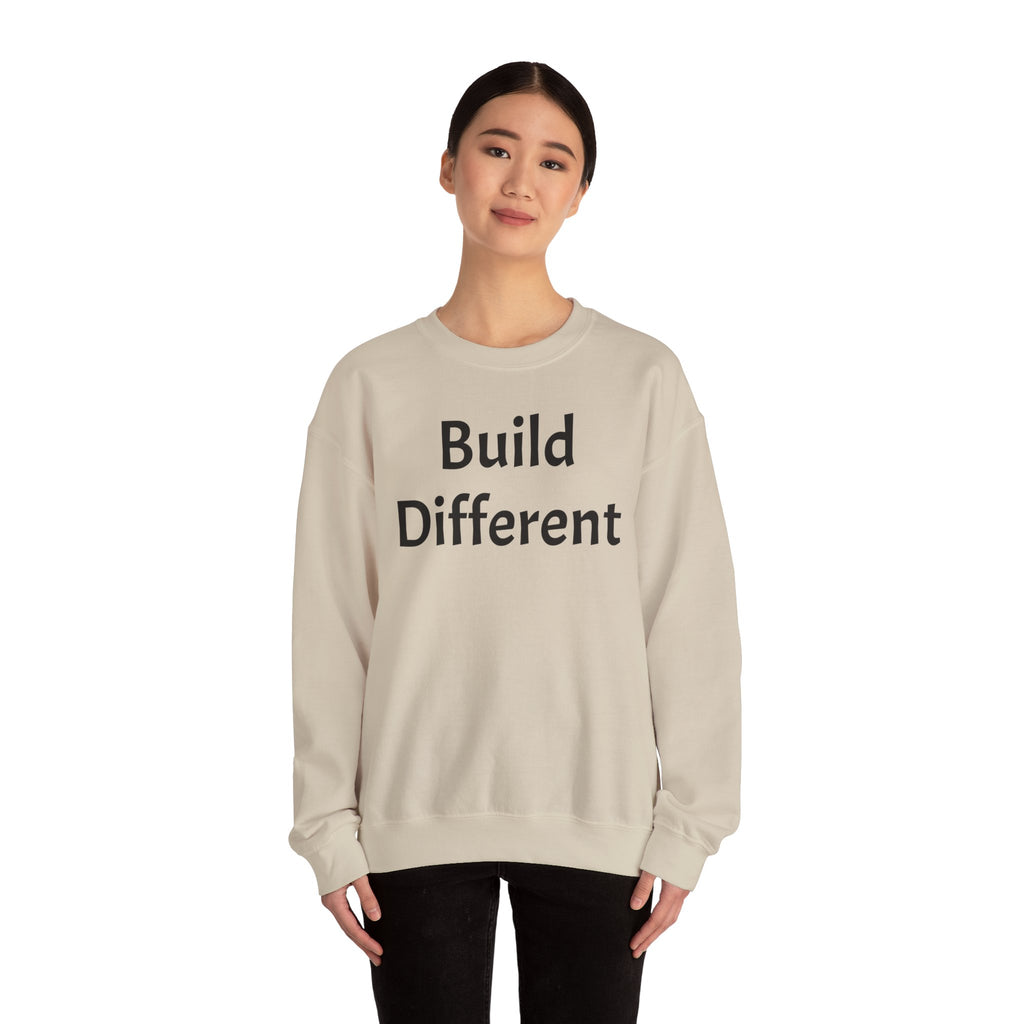 Crewneck Sweatshirt — “Build Different” Front & “It’s a New Day” Back Motivational Pullover