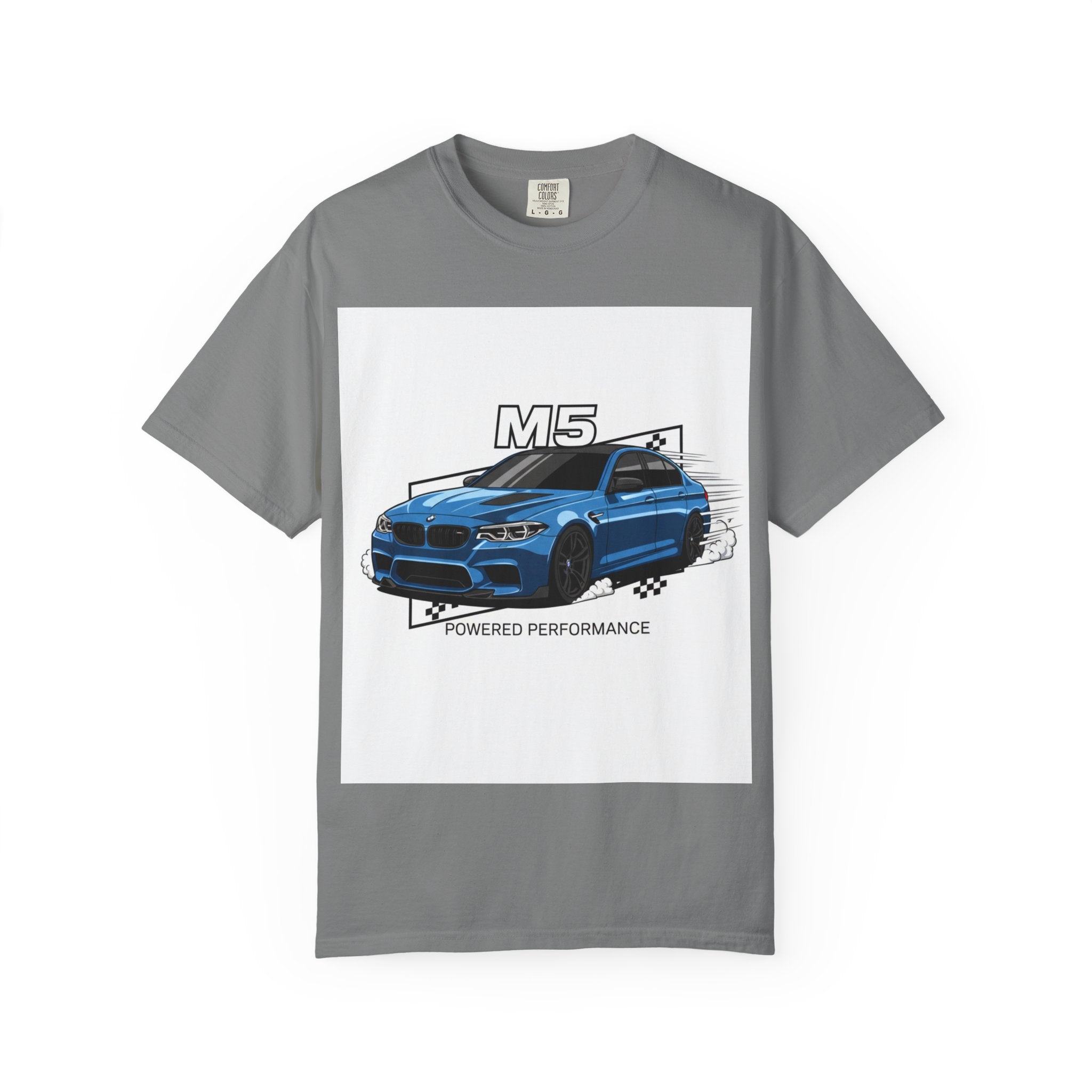 M5 Blue Car Powered Performance T-shirt | BMW Competition Graphic