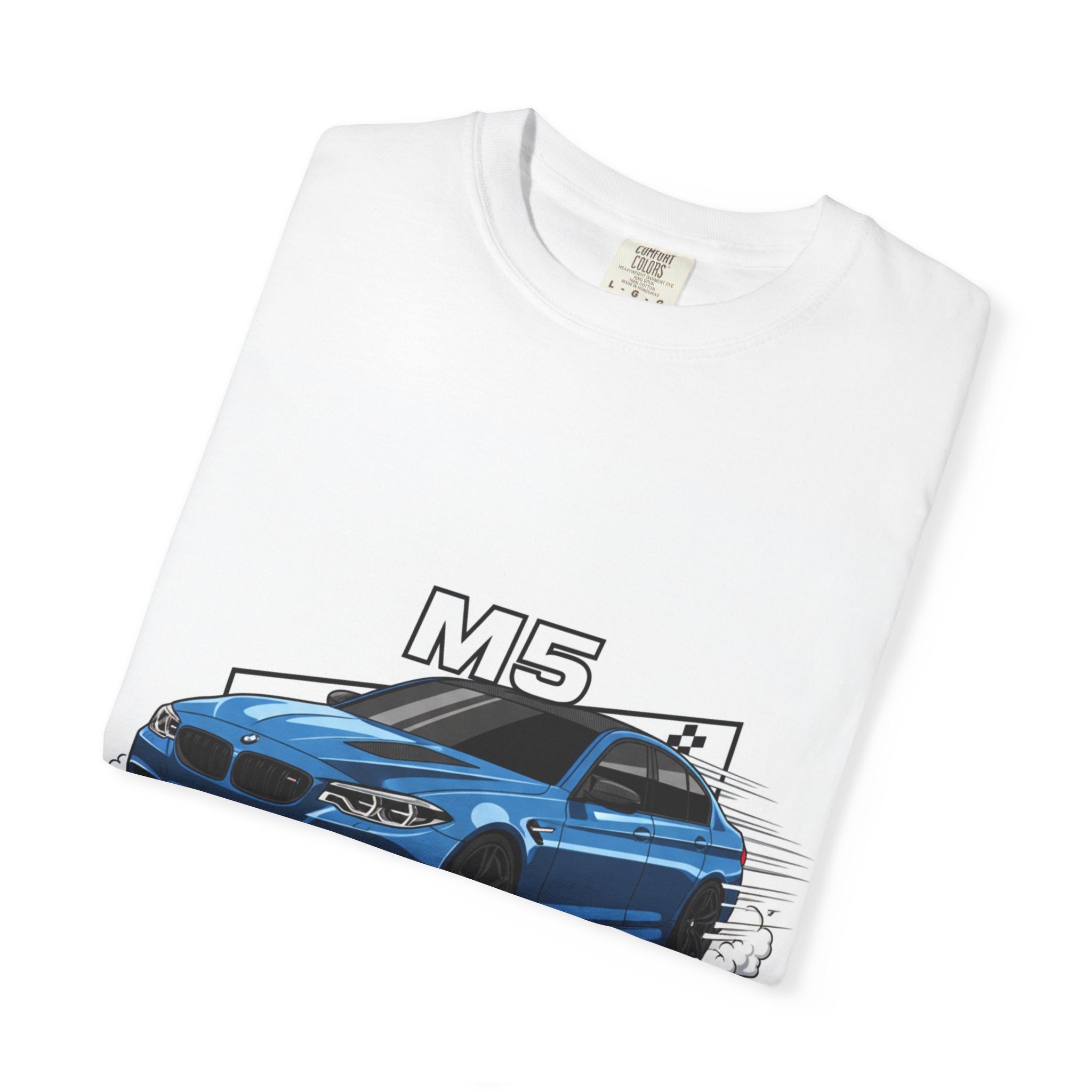 M5 Blue Car Powered Performance T-shirt | BMW Competition Graphic