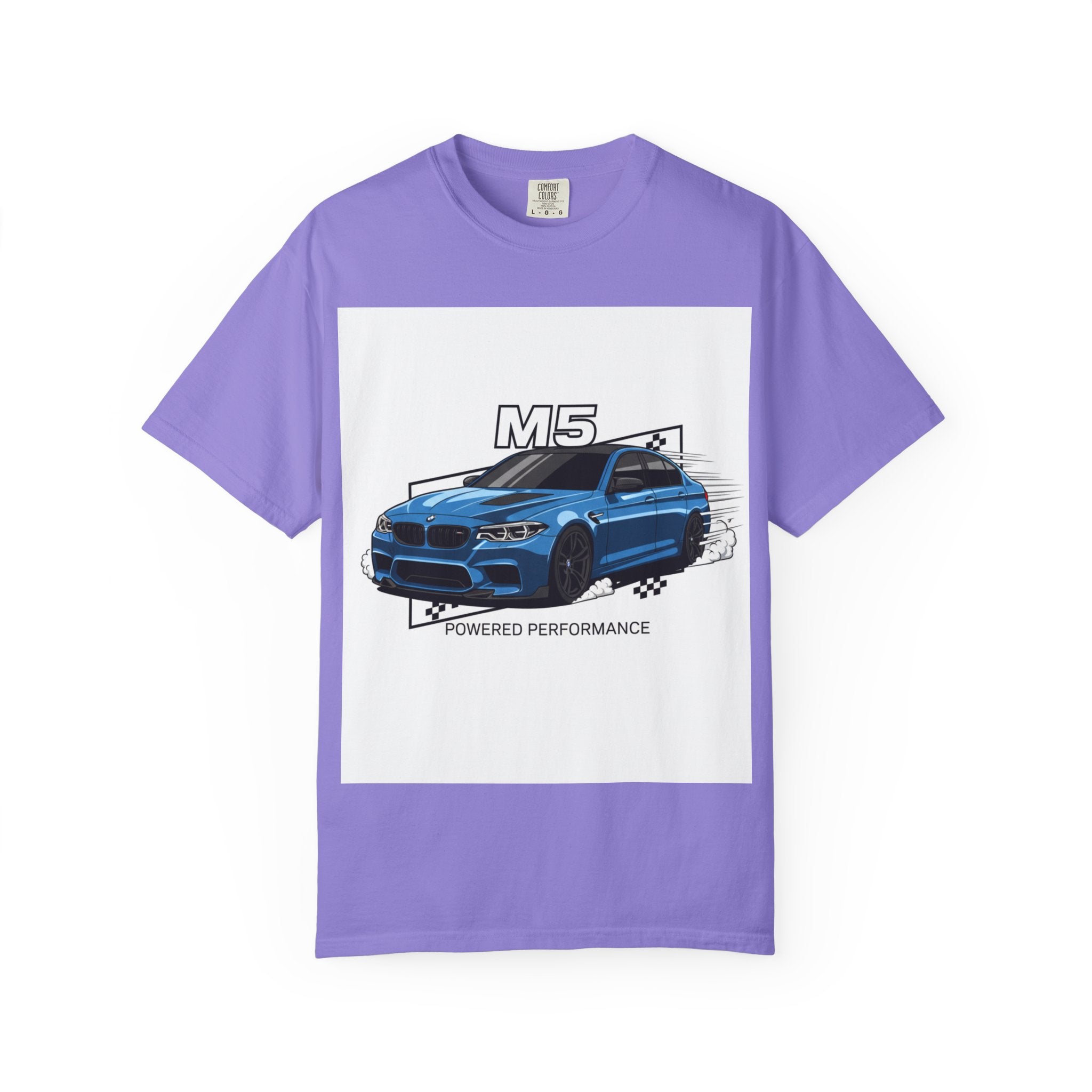 M5 Blue Car Powered Performance T-shirt | BMW Competition Graphic