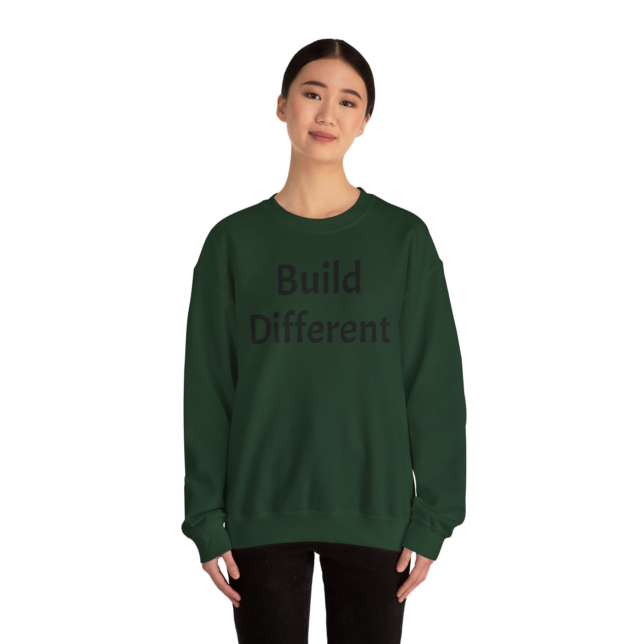 Crewneck Sweatshirt — “Build Different” Front & “It’s a New Day” Back Motivational Pullover