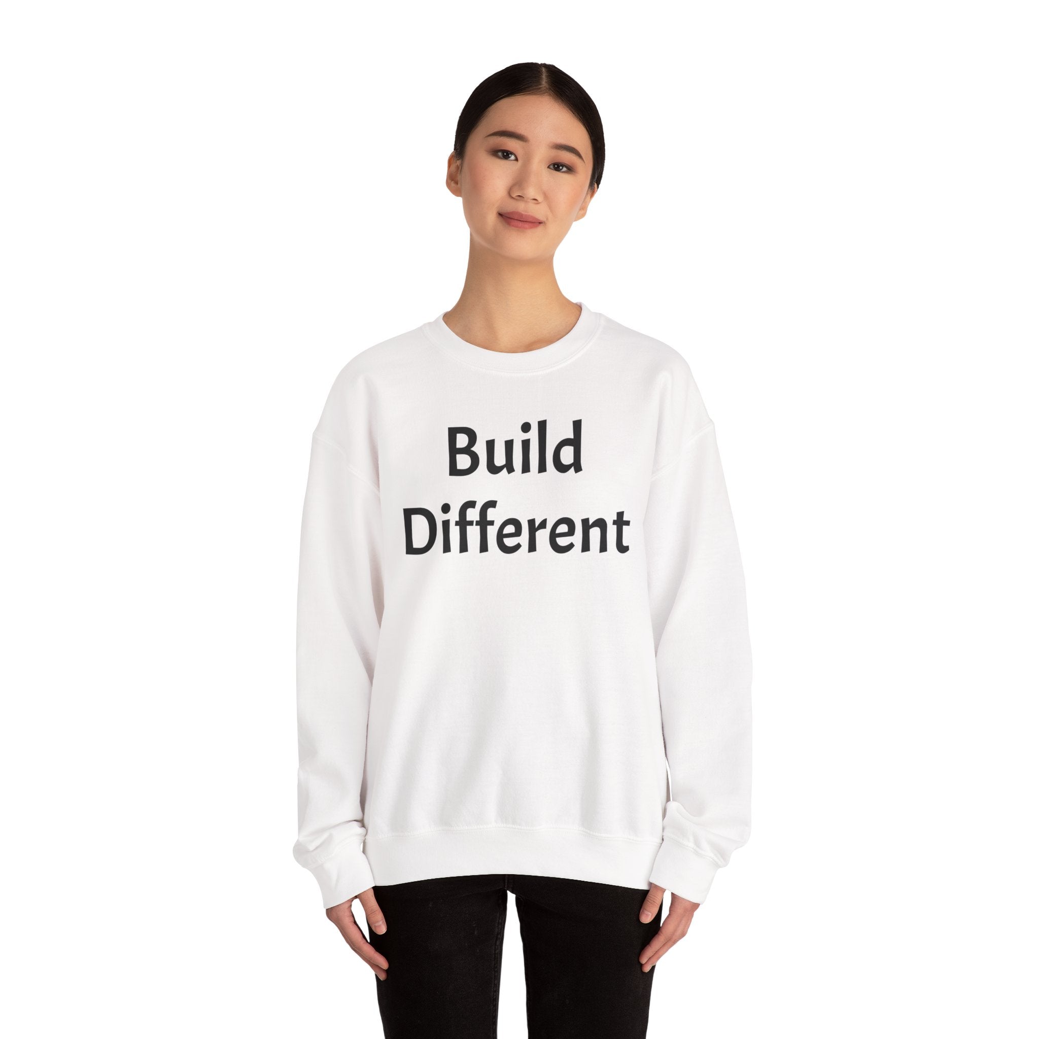 Crewneck Sweatshirt — “Build Different” Front & “It’s a New Day” Back Motivational Pullover