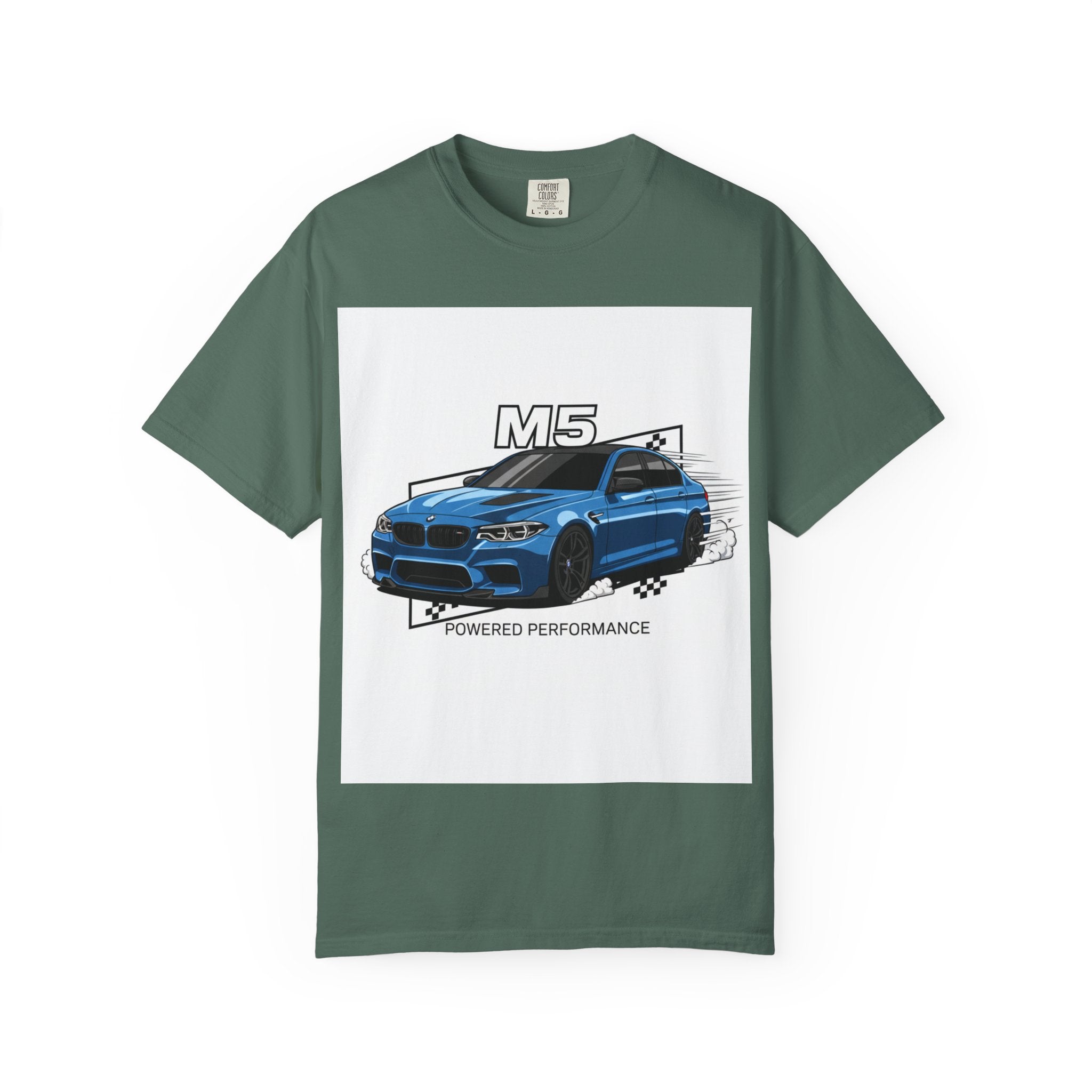M5 Blue Car Powered Performance T-shirt | BMW Competition Graphic