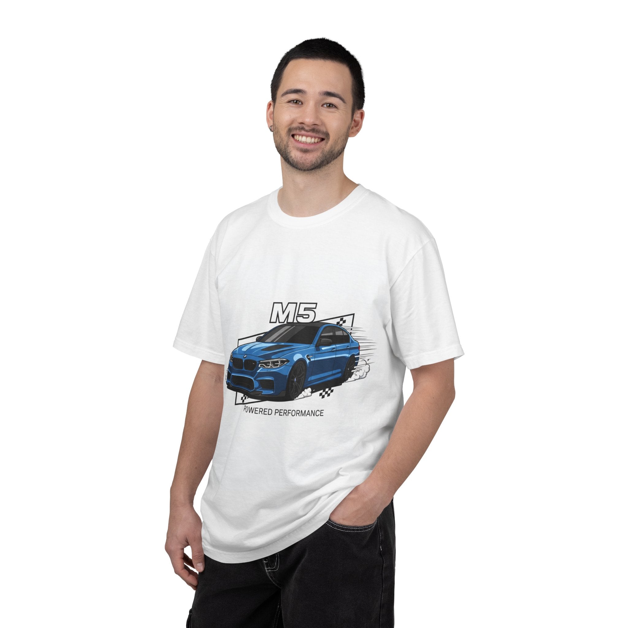 M5 Blue Car Powered Performance T-shirt | BMW Competition Graphic