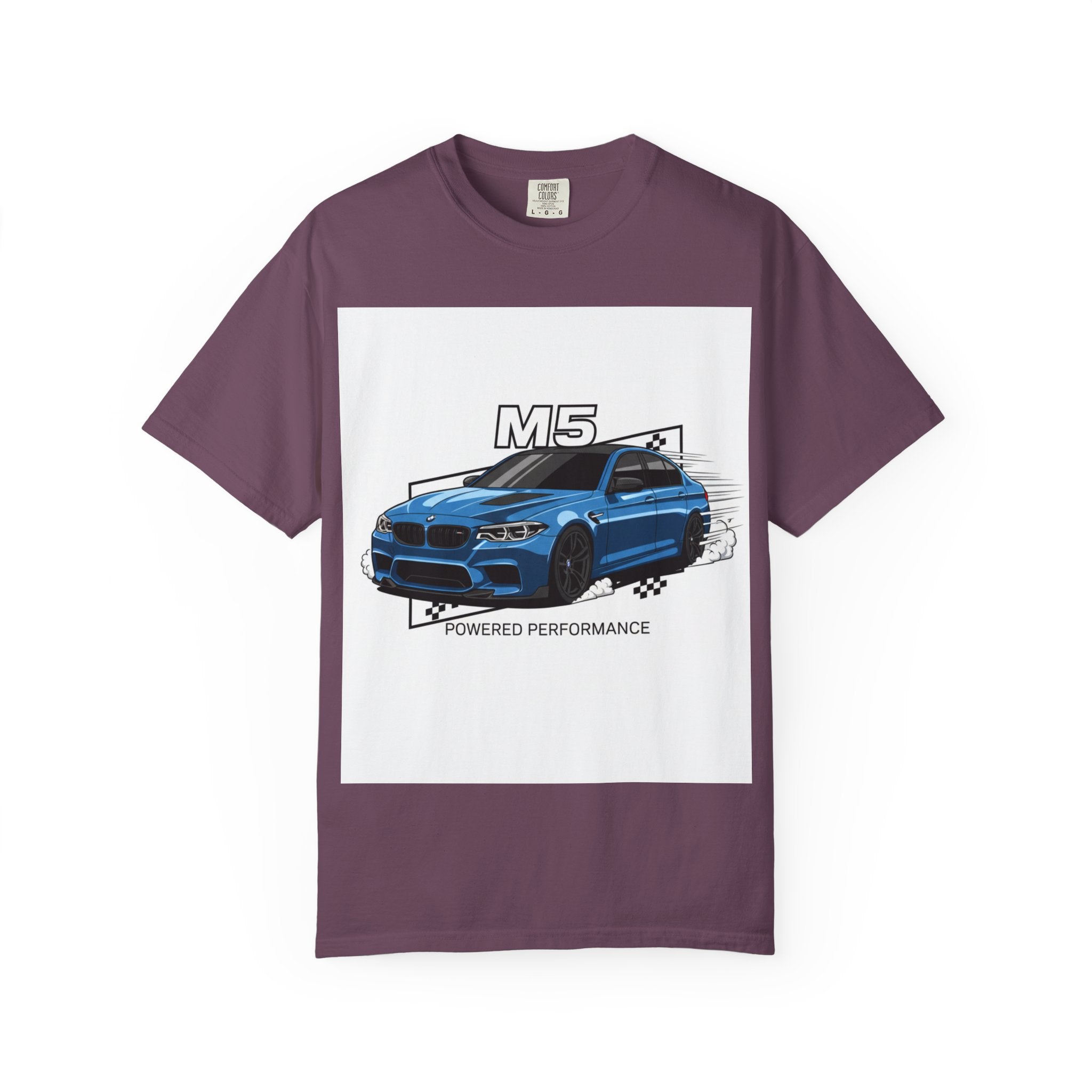 M5 Blue Car Powered Performance T-shirt | BMW Competition Graphic