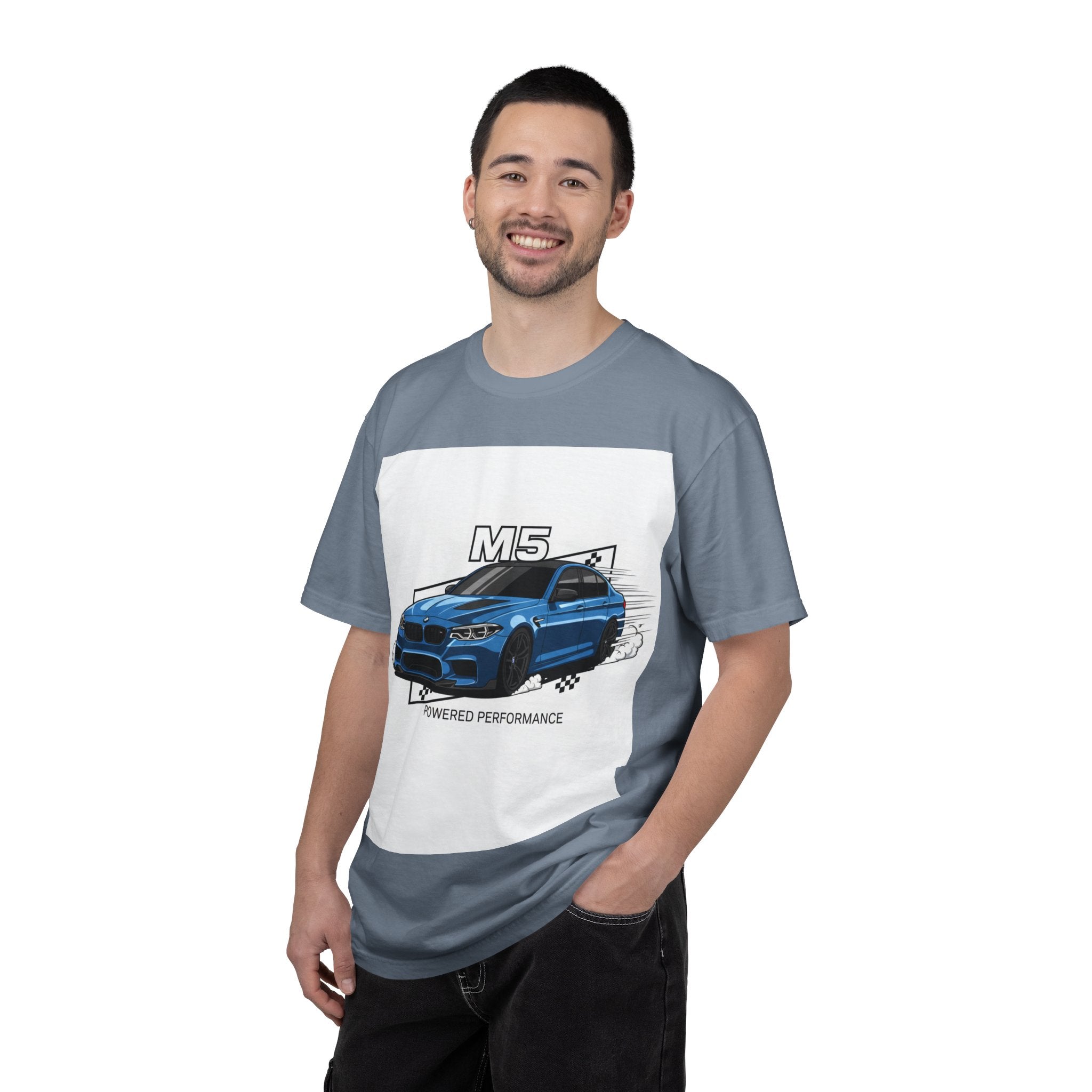 M5 Blue Car Powered Performance T-shirt | BMW Competition Graphic