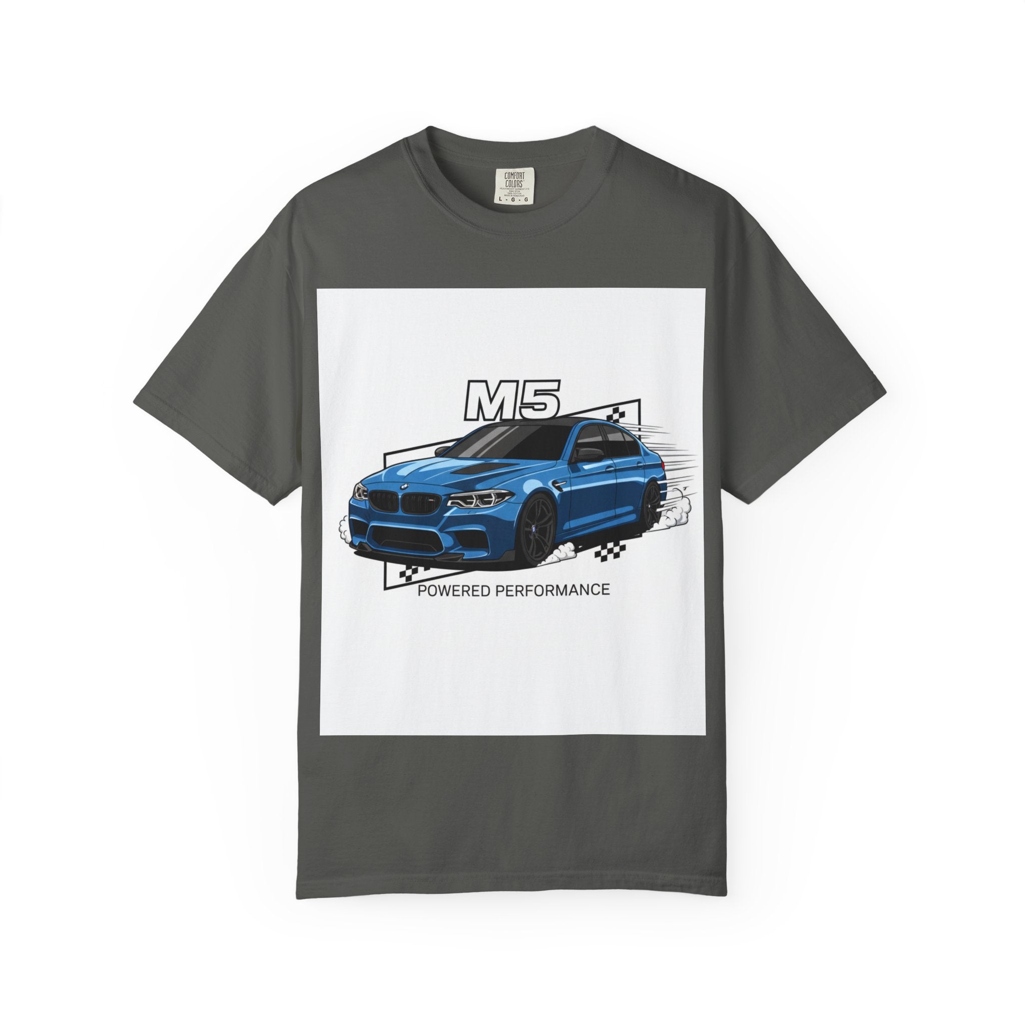 M5 Blue Car Powered Performance T-shirt | BMW Competition Graphic