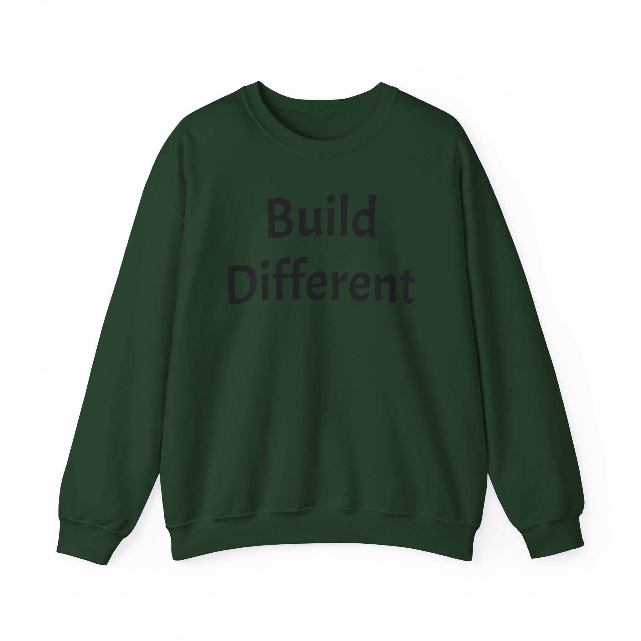 Crewneck Sweatshirt — “Build Different” Front & “It’s a New Day” Back Motivational Pullover