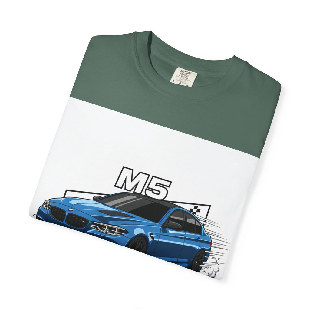 M5 Blue Car Powered Performance T-shirt | BMW Competition Graphic