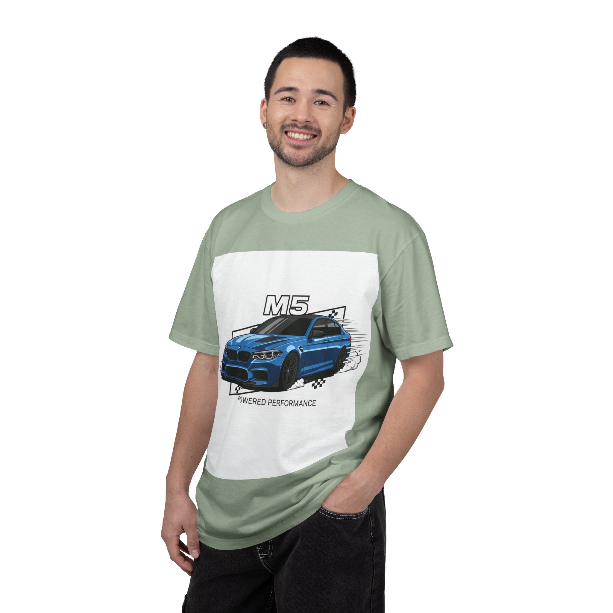 M5 Blue Car Powered Performance T-shirt | BMW Competition Graphic