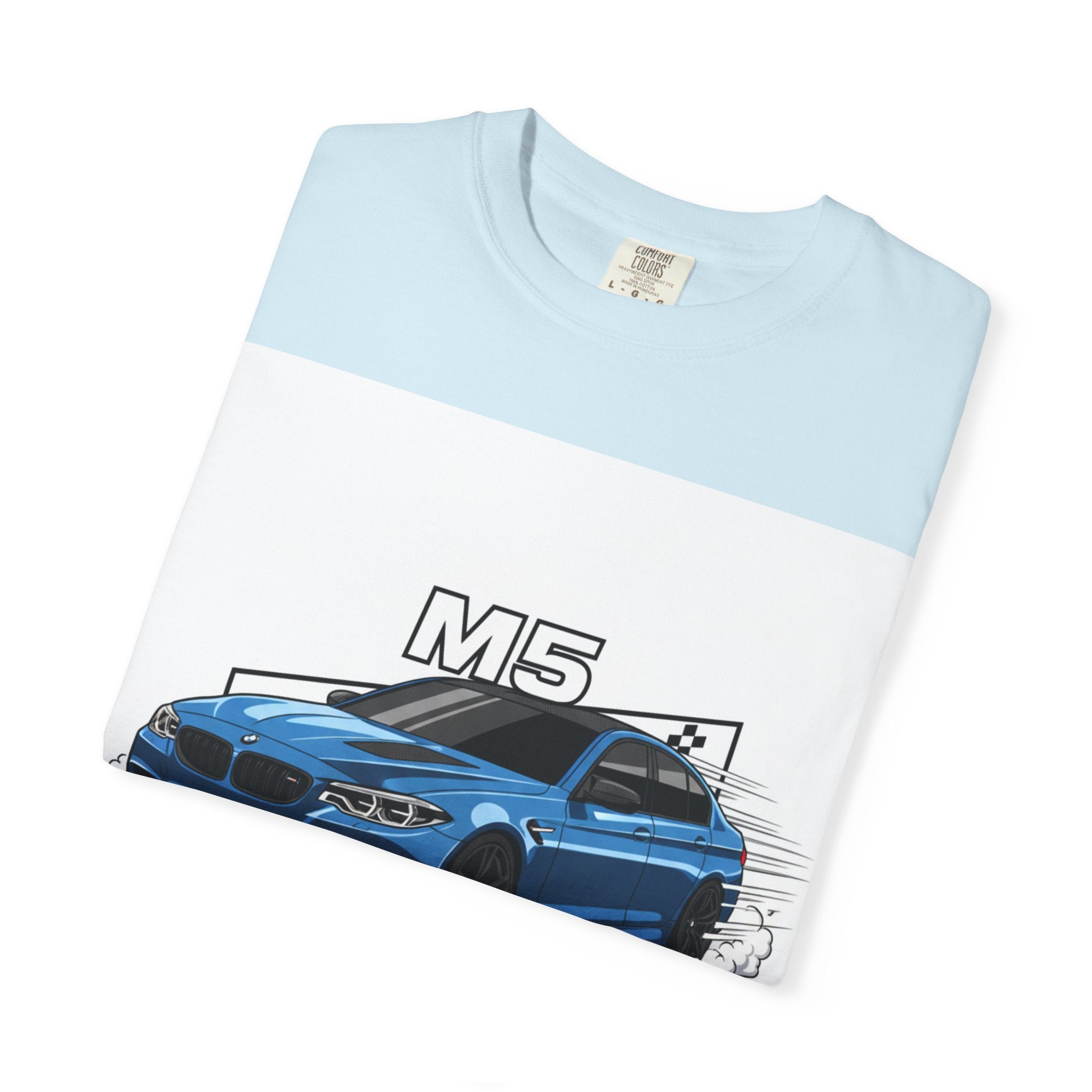 M5 Blue Car Powered Performance T-shirt | BMW Competition Graphic