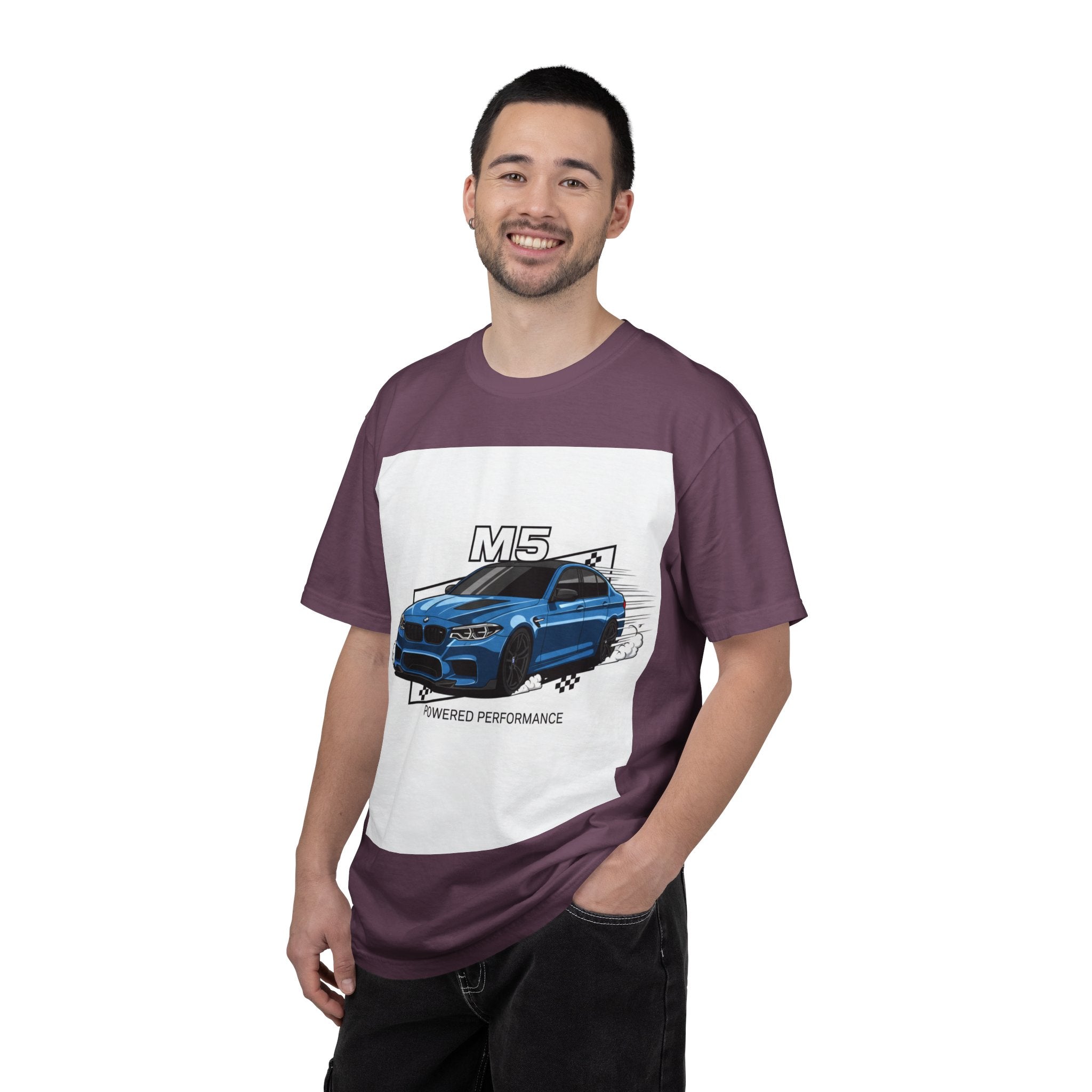 M5 Blue Car Powered Performance T-shirt | BMW Competition Graphic