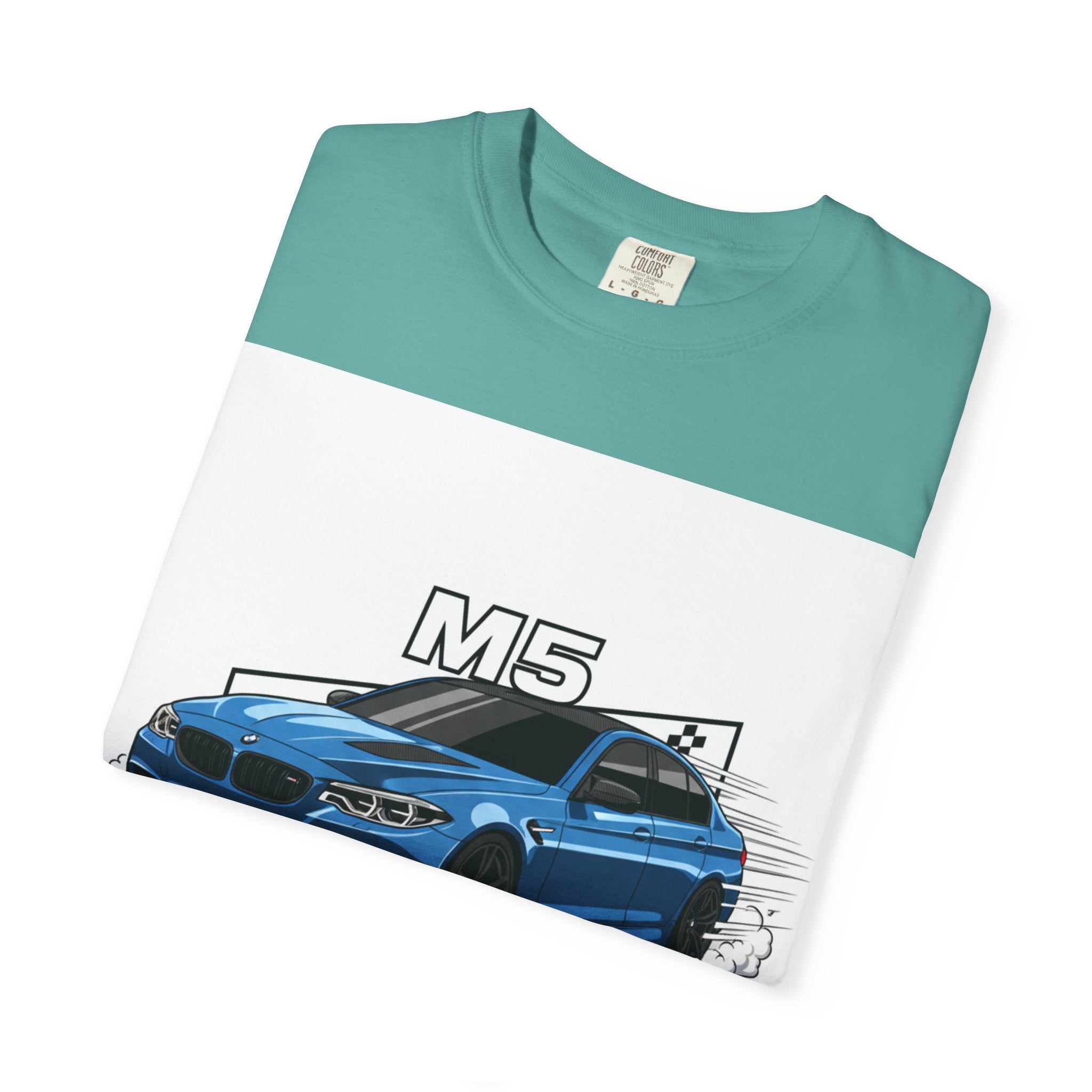 M5 Blue Car Powered Performance T-shirt | BMW Competition Graphic