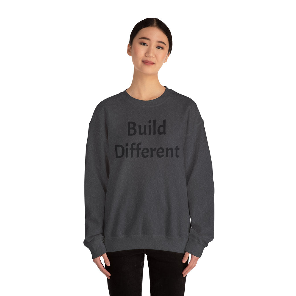 Crewneck Sweatshirt — “Build Different” Front & “It’s a New Day” Back Motivational Pullover