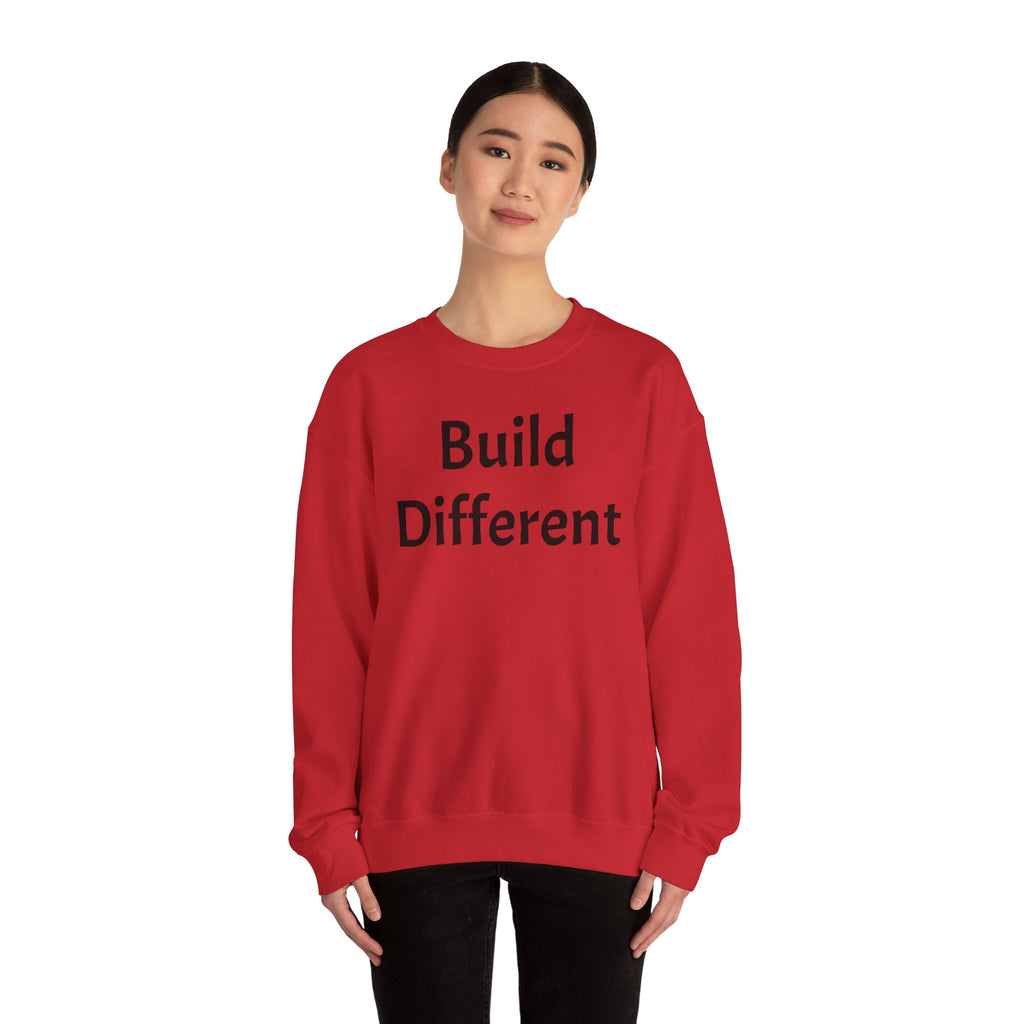 Crewneck Sweatshirt — “Build Different” Front & “It’s a New Day” Back Motivational Pullover