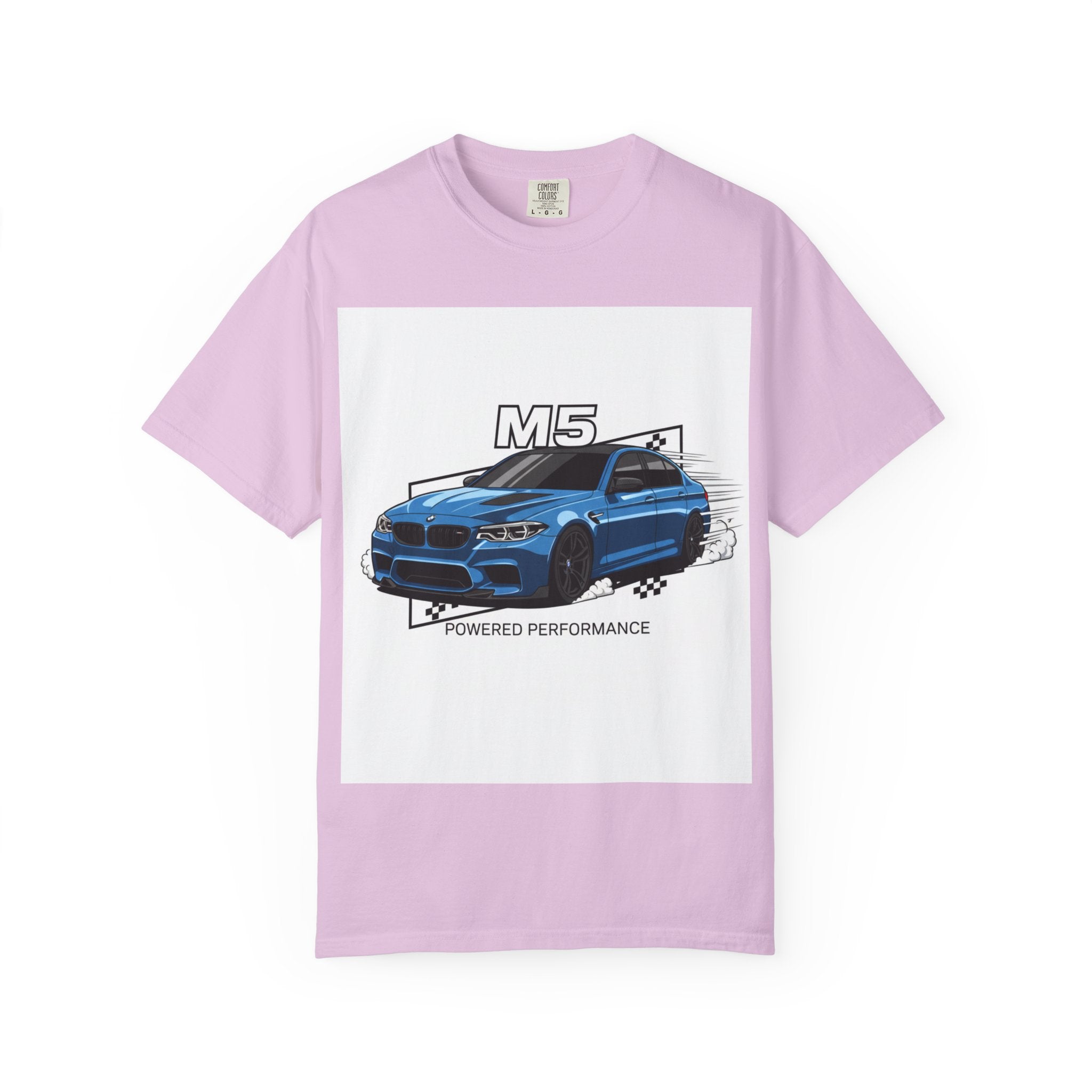 M5 Blue Car Powered Performance T-shirt | BMW Competition Graphic