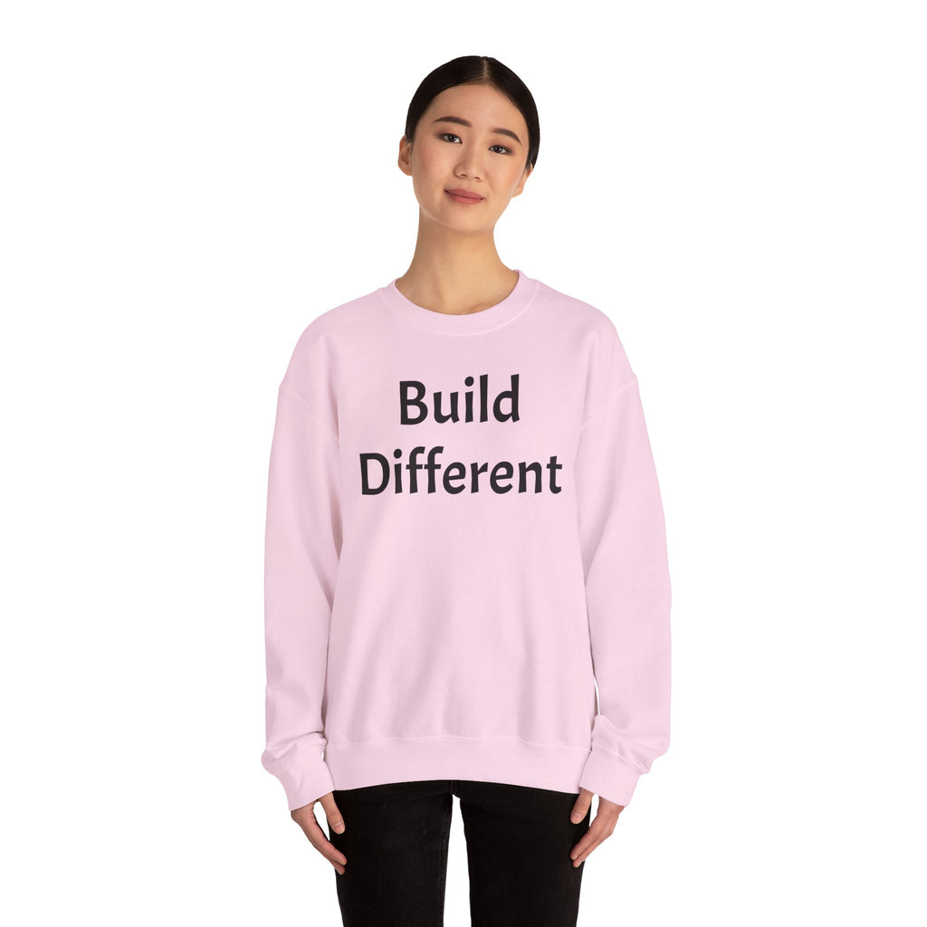 Crewneck Sweatshirt — “Build Different” Front & “It’s a New Day” Back Motivational Pullover