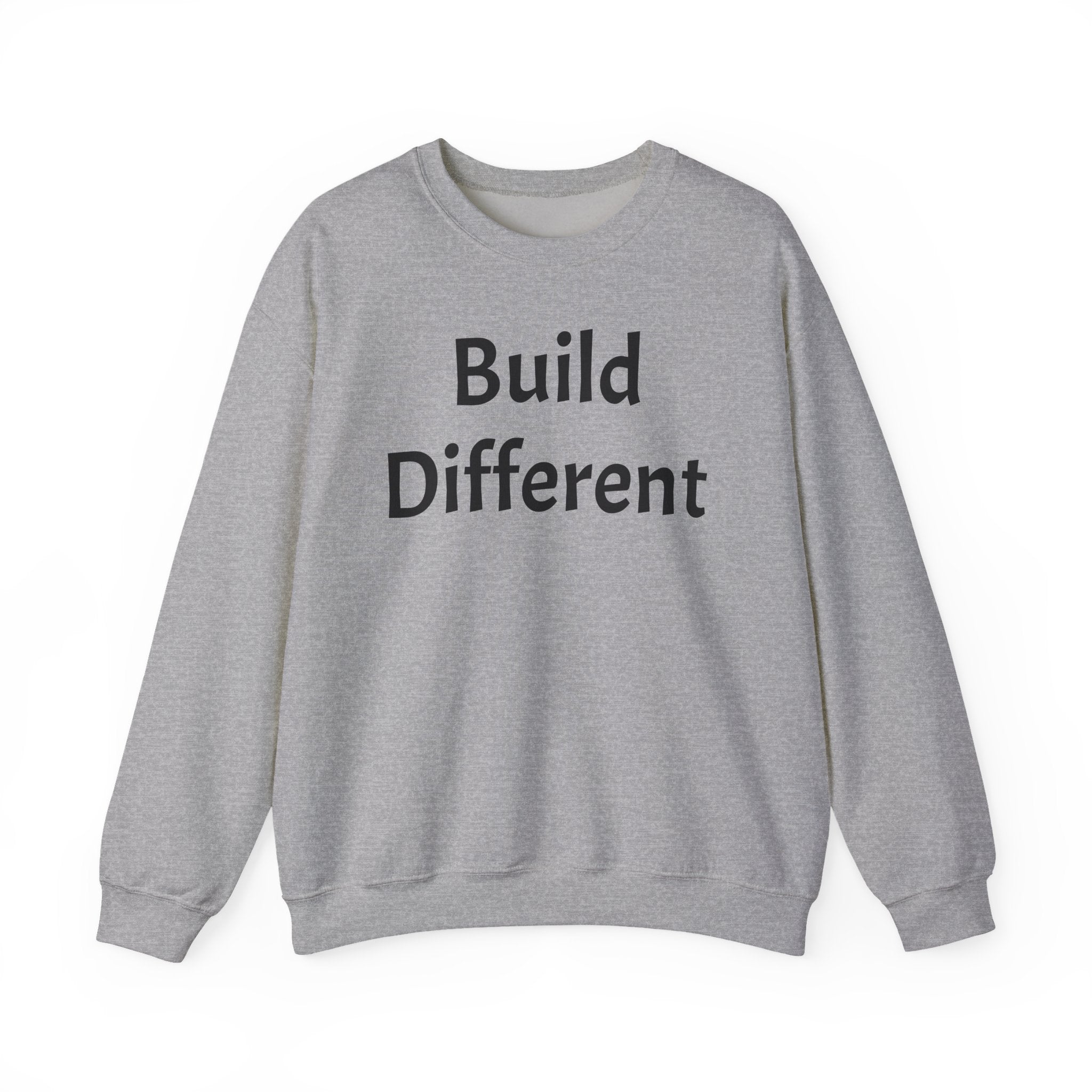 Crewneck Sweatshirt — “Build Different” Front & “It’s a New Day” Back Motivational Pullover